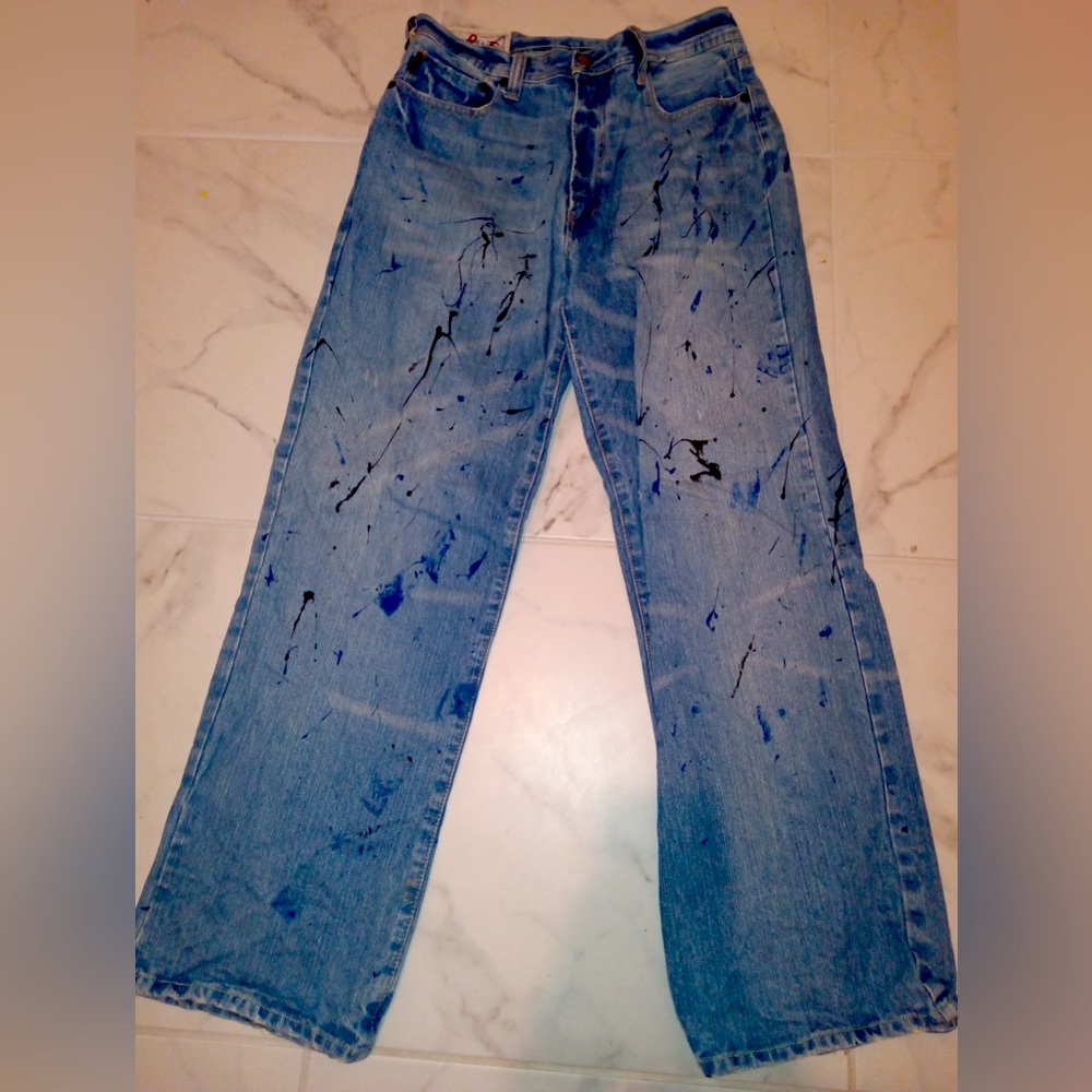 MENS Abercrombie & Fitch 31x30 Blue Jeans Original 5-Pocket Denim Painted Style